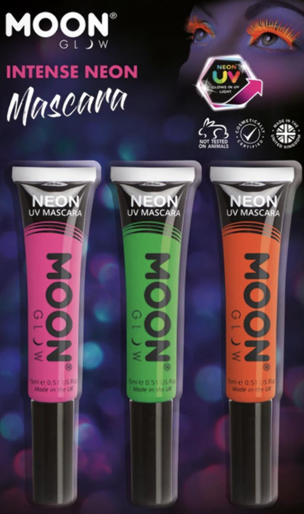 Moon Glow Intense Neon UV Mascara, Clamshell, 15ml - Pink, Green, Orange